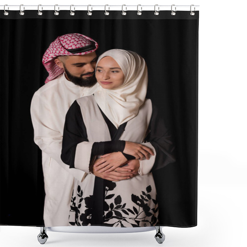 Personality  Embracing Muslim Couple Shower Curtains