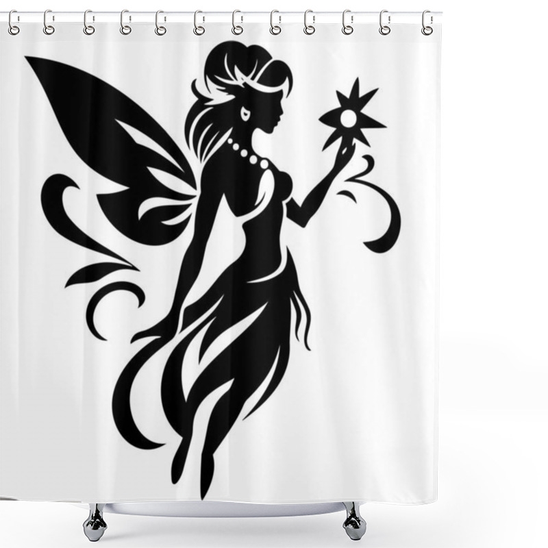 Personality  Beautiful Fairy. Vector Illustration EPS 10 Shower Curtains