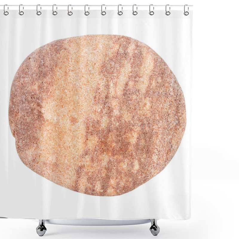 Personality  Top View Of Single Red Pebble Isolated On White Background. Shower Curtains