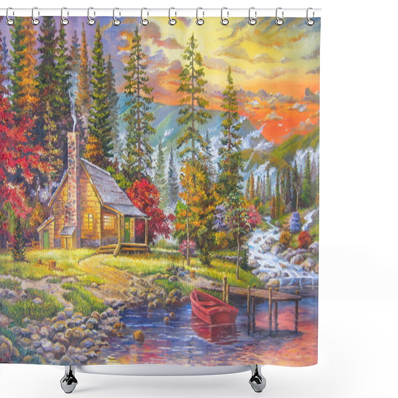 Personality  The Sunset On The Lake Shower Curtains