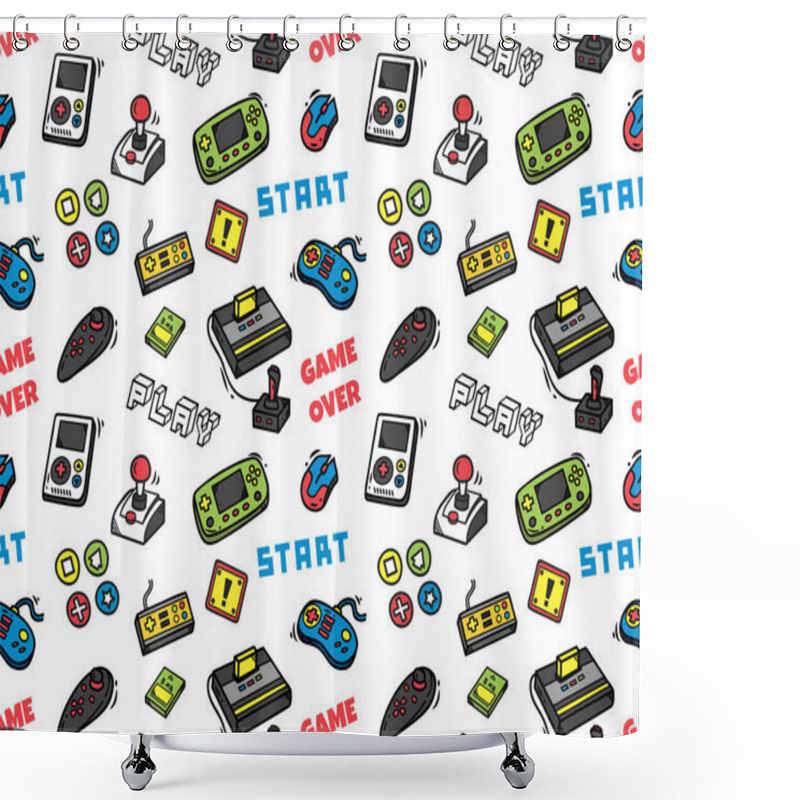 Personality  Video Game Seamless Background Shower Curtains