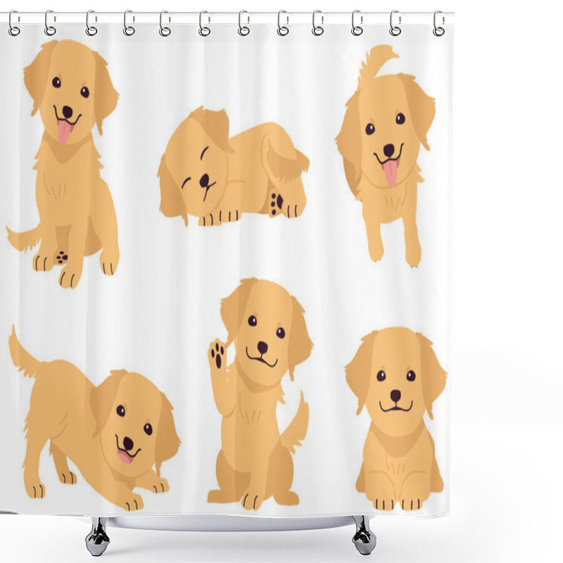 Personality  The Collection Of Golden Retriever In Many Action. Graphic Resource About Golden Retriever For Graphic, Content, Etc.  Shower Curtains