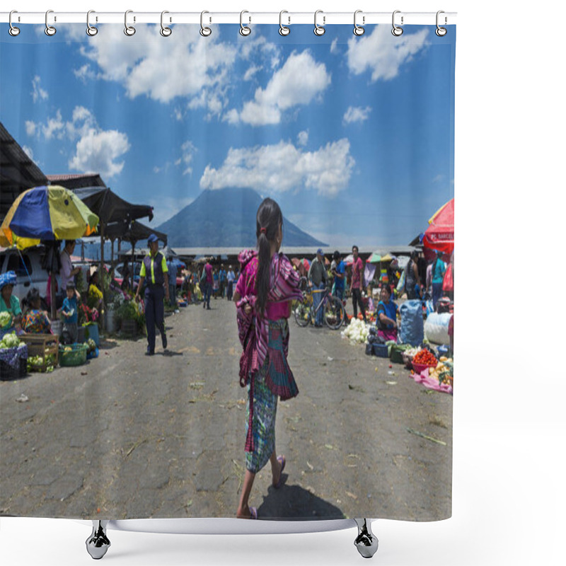 Personality  Local Girl Wearing Traditional Clothing In A Street Market In The City Of Antigua, In Guatemala, Central America Shower Curtains