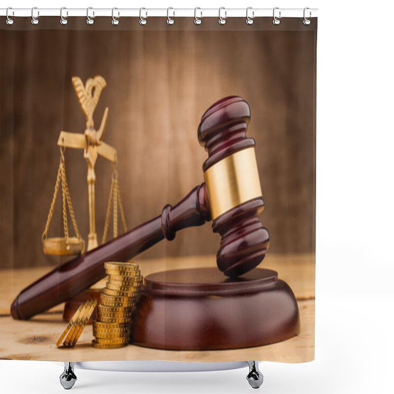 Personality  Judge Gavel With Money Shower Curtains