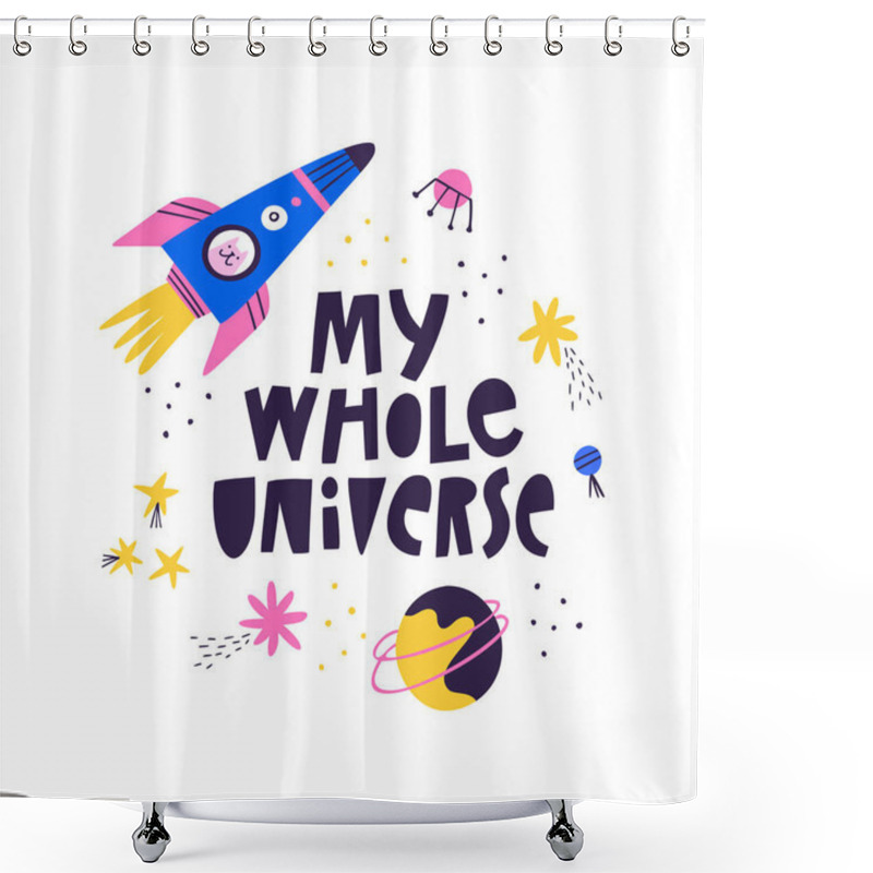 Personality  My Whole Universe Hand Drawn Shower Curtains