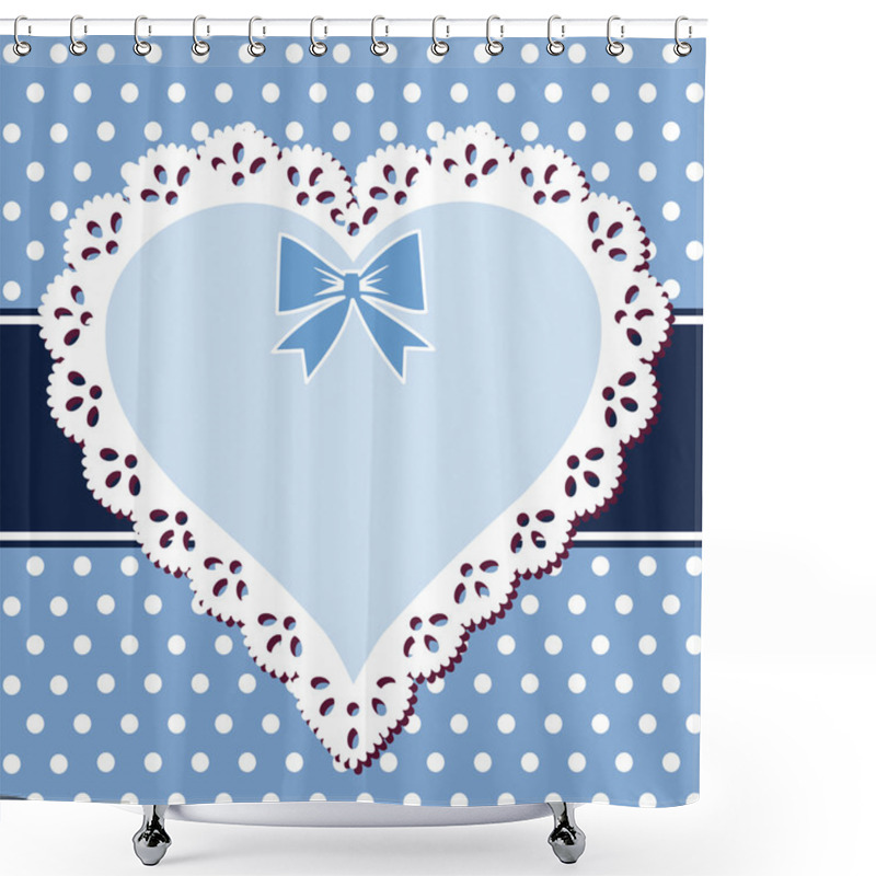 Personality  Lace Blue Heart Shower Curtains