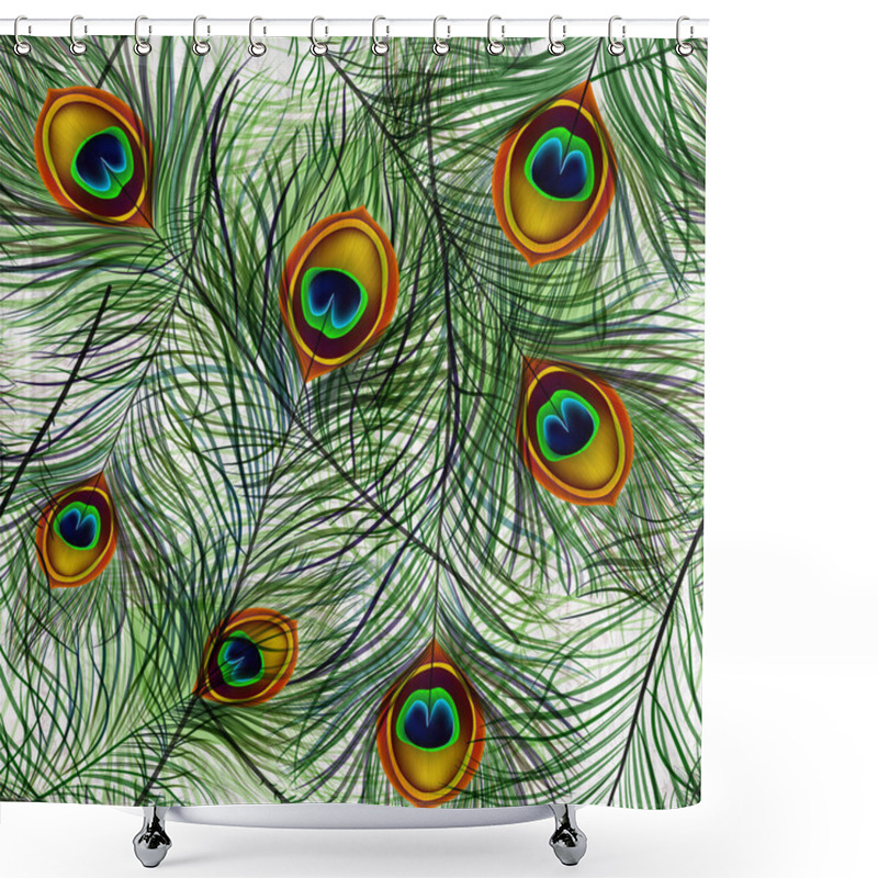 Personality  Beautiful Vector Seamless Pattern With Peacock Feathers. Shower Curtains