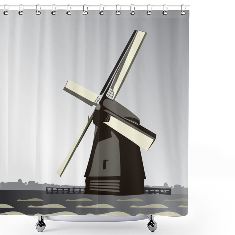 Personality  Wind Mill Shower Curtains