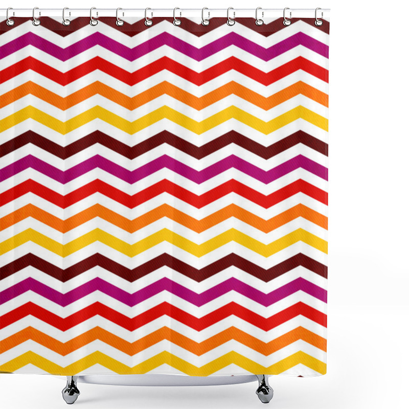 Personality  Chevron Seamless Background With Zig Zag Red, Yellow, Pink And O Shower Curtains