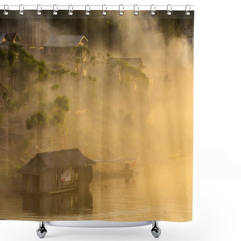 Personality  Village In Misty Dusk Shower Curtains