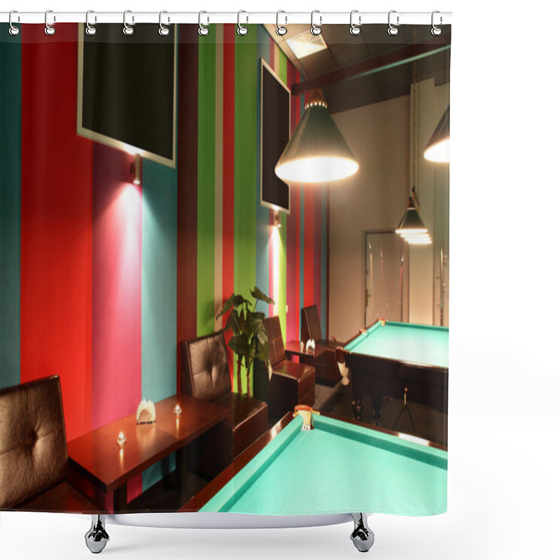 Personality  Interior Of Beautiful And Modern Billiard Shower Curtains