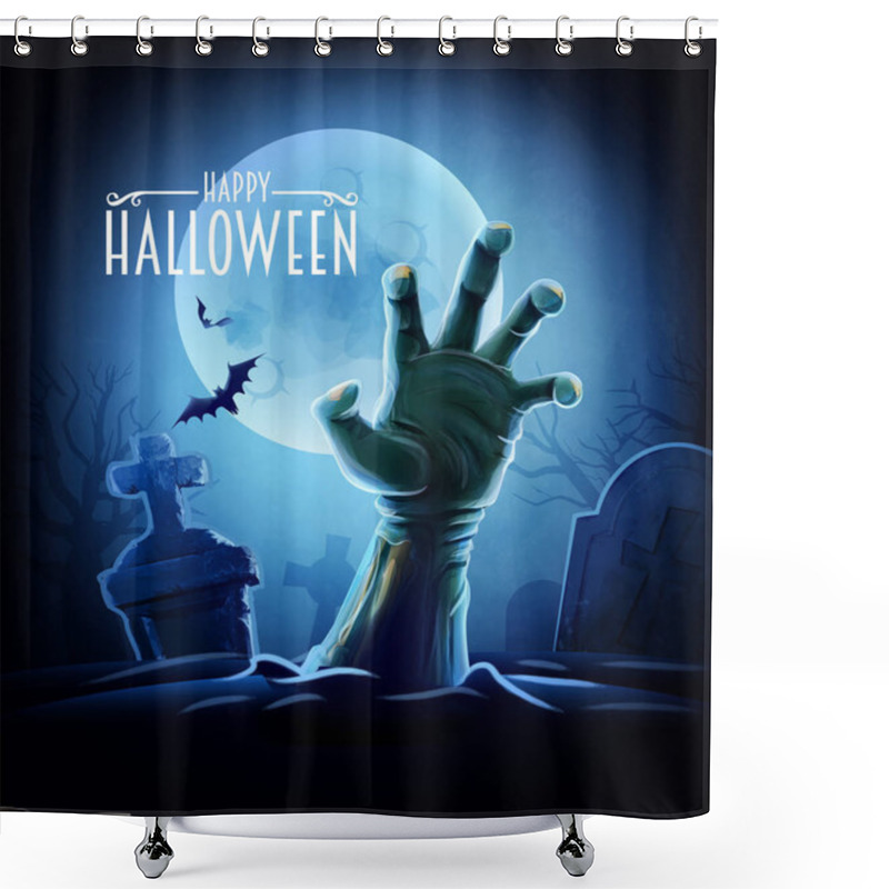 Personality  Halloween Card With Zombie Hand Shower Curtains