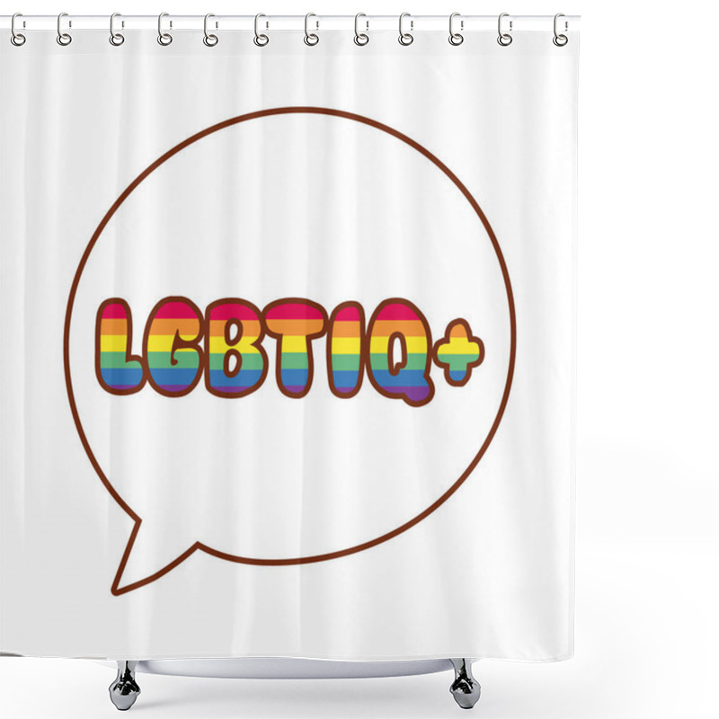 Personality  Lgbtiq Word In Speech Bubble Gay Flag Line And Fill Style Icon Shower Curtains