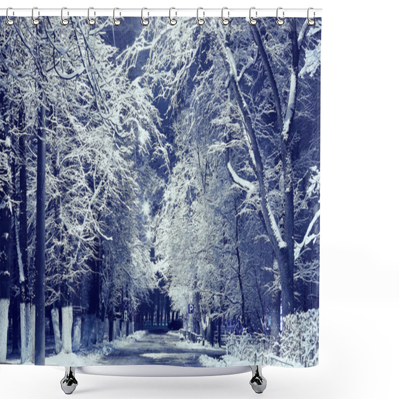 Personality  Night Landscape In Winter City Shower Curtains