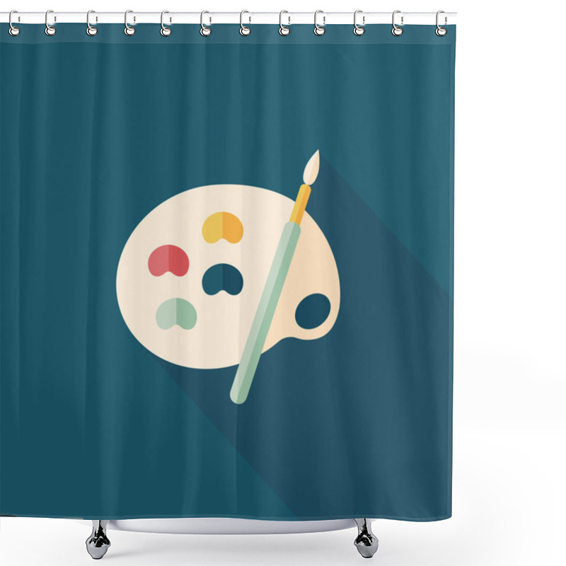 Personality  Art Palette With Paint Brush Flat Icon With Long Shadow,eps 10 Shower Curtains