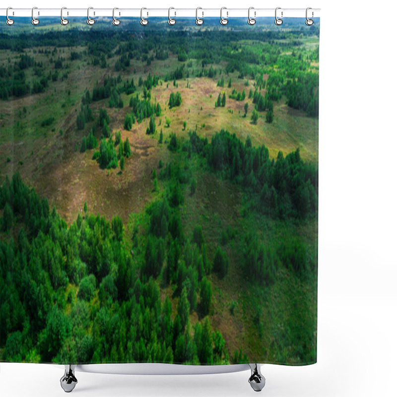 Personality  Nature Country Field Land Valley Trees Aerial Drone Photography Summer Cloudy Day Shower Curtains