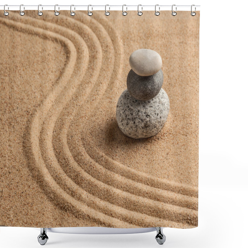 Personality  Japanese Zen Stone Garden Shower Curtains