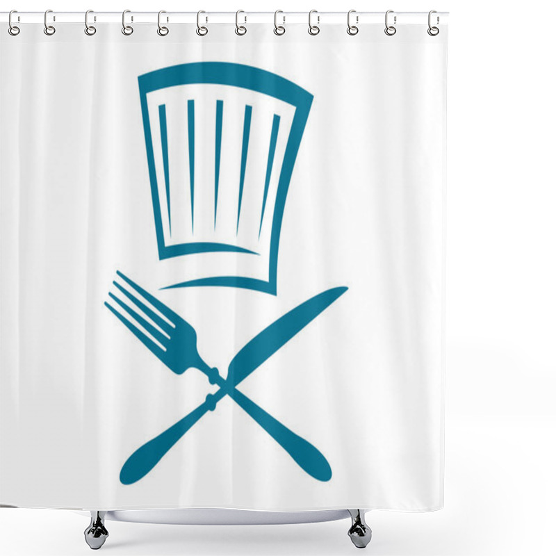 Personality  Doodle Restaurant Sign With Knife, Fork And Glass Shower Curtains