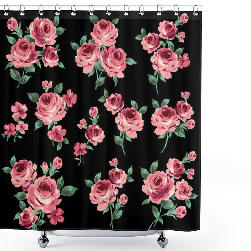 Personality  Illustration Of Rose Shower Curtains