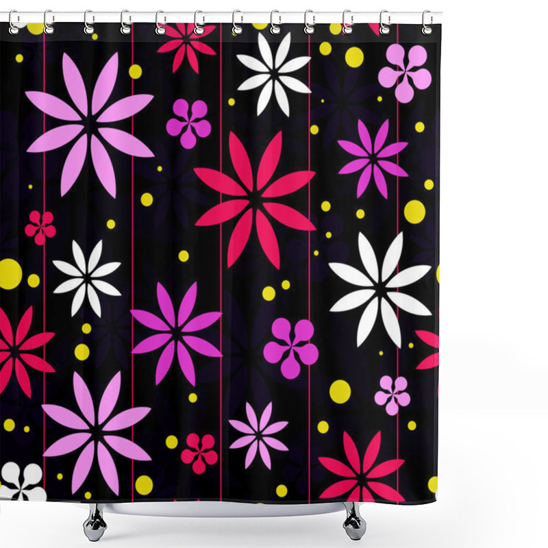 Personality  Pink Retro Flower Background Shower Curtains