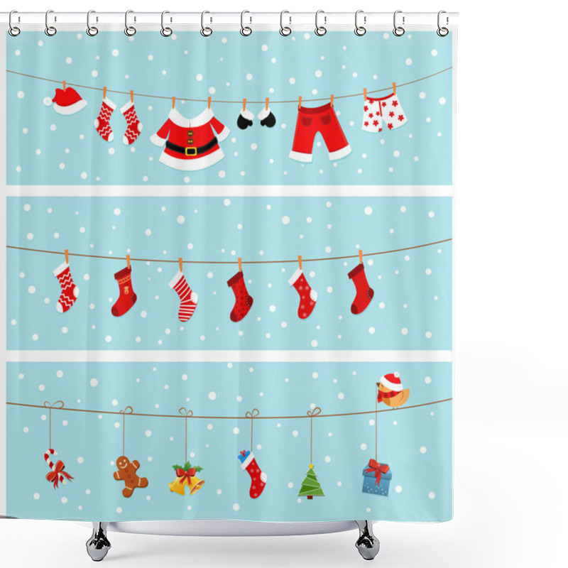 Personality  Christmas Banners Shower Curtains