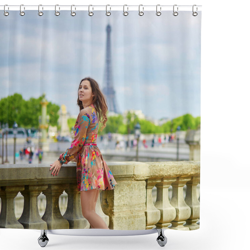 Personality  Beautiful Young Woman In Paris Shower Curtains