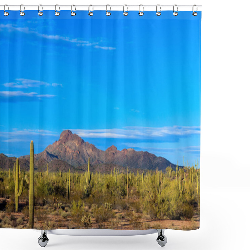 Personality  Arizona's Sonoran Desert Sunset Panorama Shower Curtains