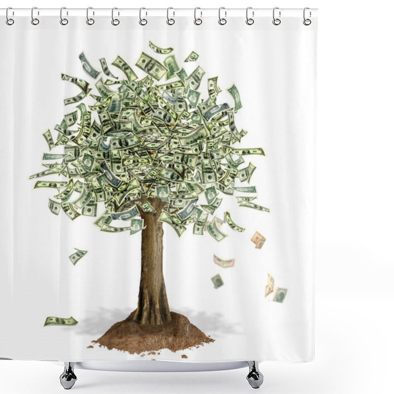 Personality  Money Tree With US Dollar Bank Notes In Place Of Leaves. Shower Curtains