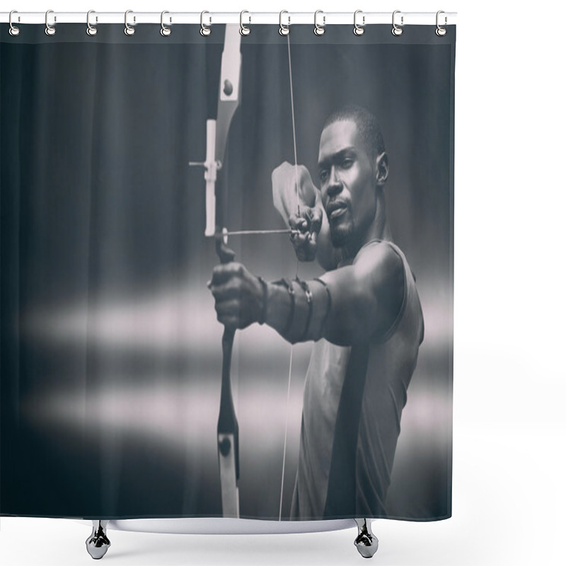 Personality  Sportsman Practicing Archery Shower Curtains