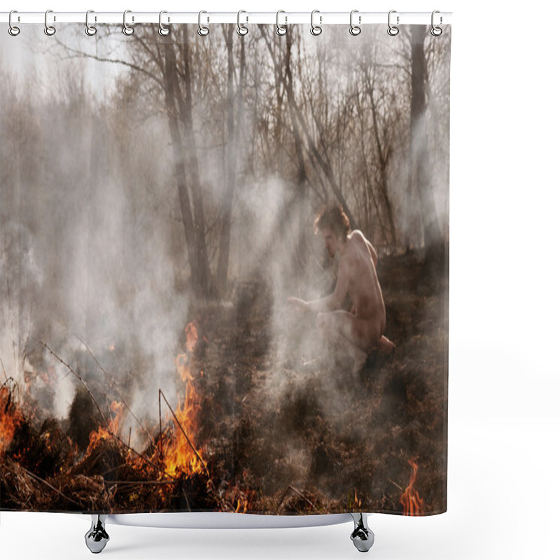 Personality  Wildfire. Fire. Global Warming, Environmental Catastrophe. Conce Shower Curtains