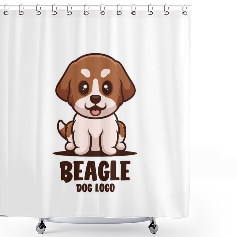 Personality  Beagle Dog Cartoon Logo Illustration Icon Design Shower Curtains