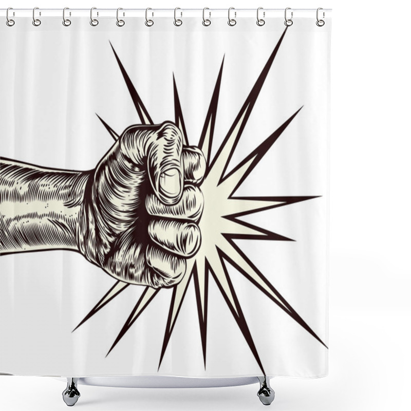 Personality  Fist Punching Wood Cut Shower Curtains