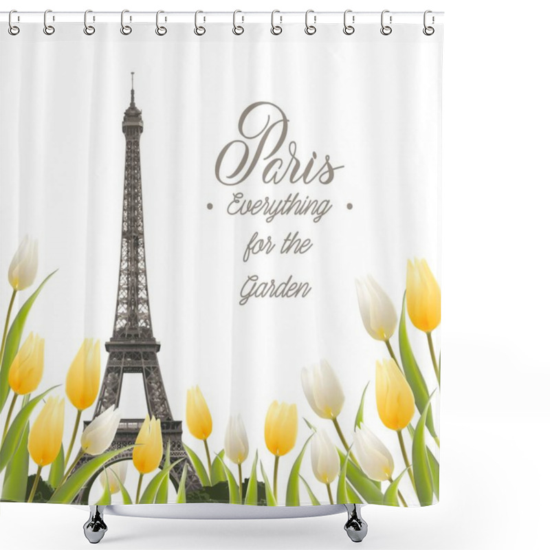 Personality  Eiffel Tower And Tulip Bouquet. Shower Curtains