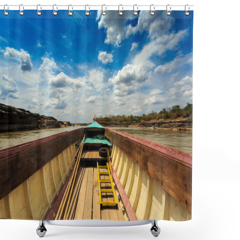 Personality  Big Boat For Transport On Khong River Shower Curtains