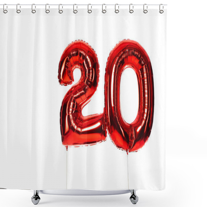 Personality  Number 20 Red Balloons Isolated On White Shower Curtains