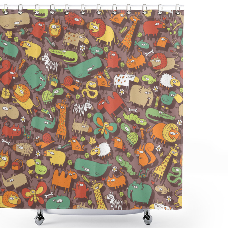 Personality  Animals And Objects Seamless Pattern Shower Curtains