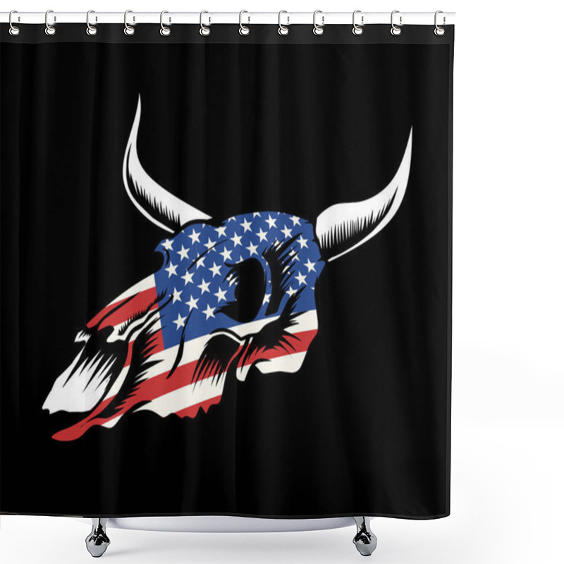 Personality  American Bull Skull Vector Illustration Shower Curtains