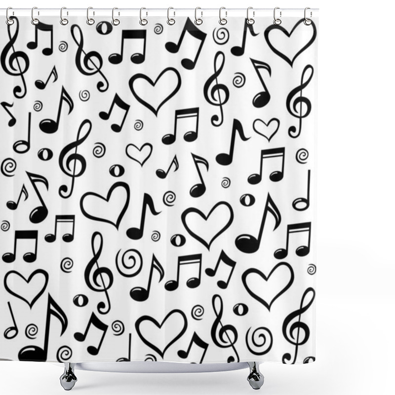 Personality  Seamless Pattern Wallpaper Of Musical Notes. Vector Illustration Shower Curtains