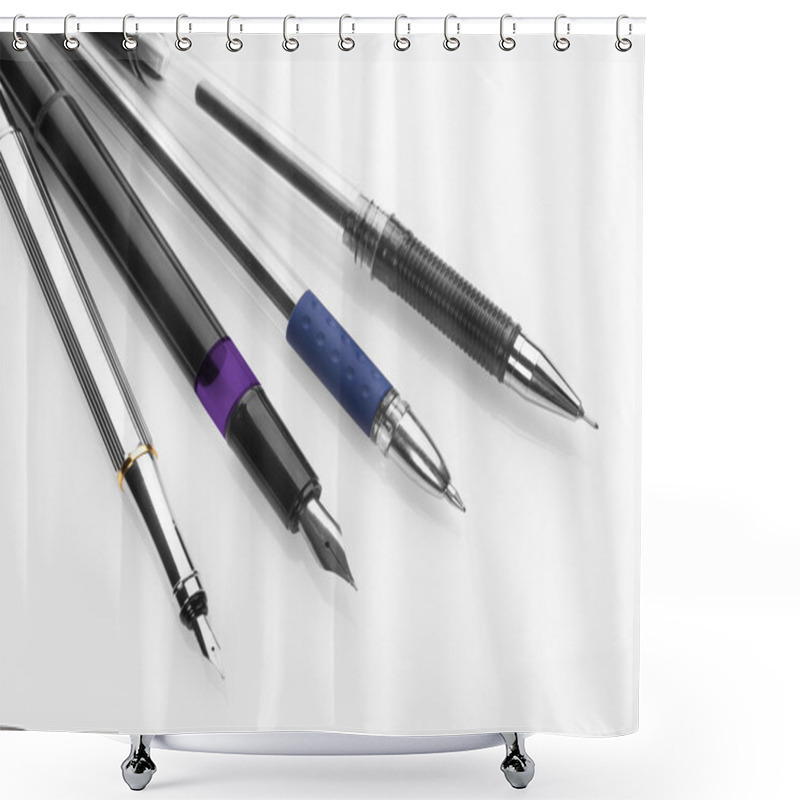 Personality  Pens On White Shower Curtains