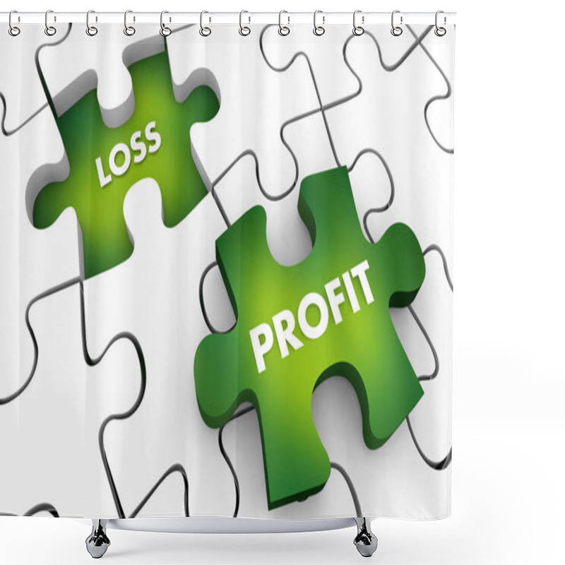 Personality  Profit Vs Loss Make Lose Money Puzzle Pieces 3d Illustration Shower Curtains