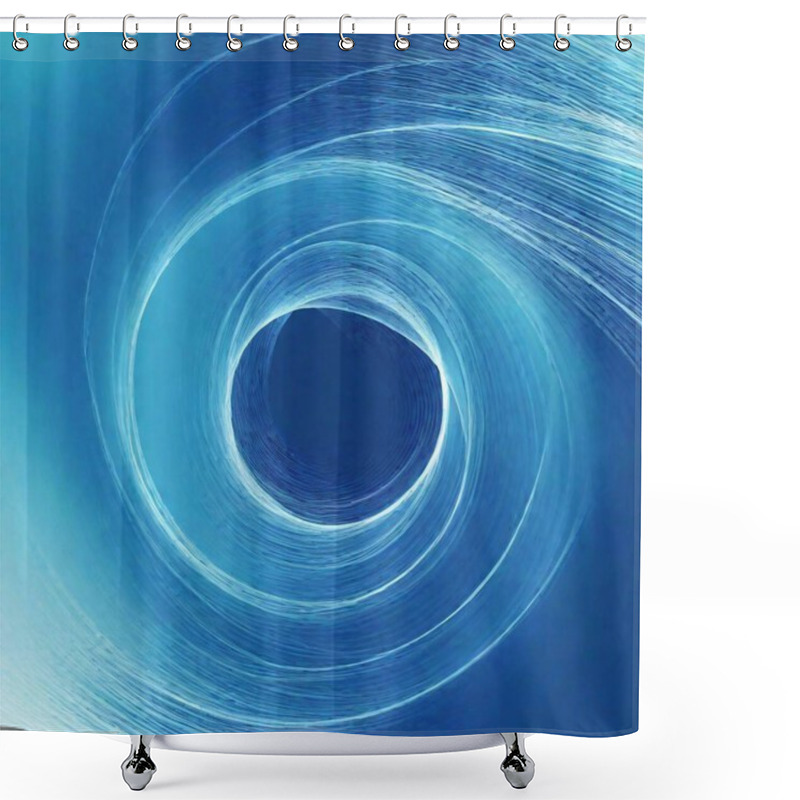 Personality  A High-resolution Digital Artwork Showcasing An Abstract Composition Of Flowing Lines And Softly Blurred Areas. Thin, White Lines Create Intricate Wave Patterns Against A Vibrant Gradient Background Of Blues, Transitioning From Deep To Light Shades Shower Curtains