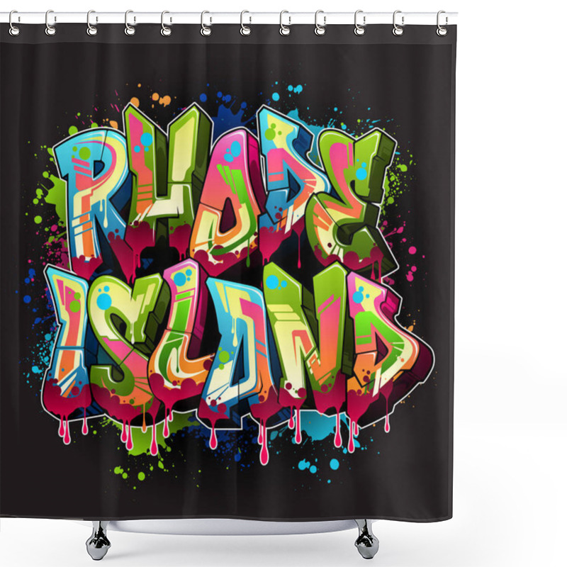 Personality  Graffiti Vector Design - Welcome To Rhode Island. The Ocean State..... Shower Curtains