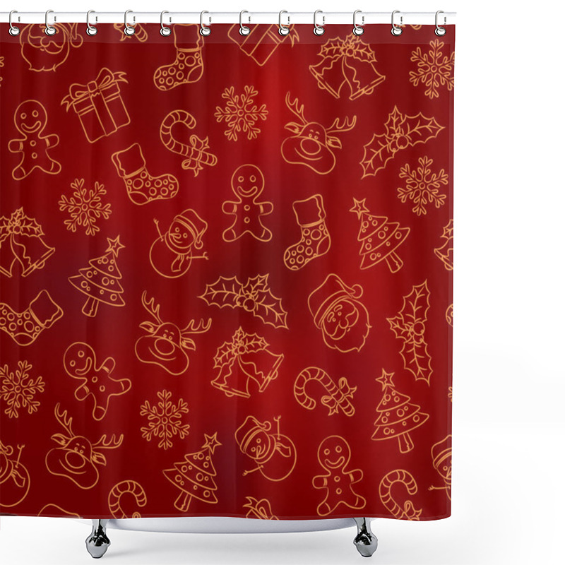 Personality  Seamless Doodle Pattern - Christmas Shower Curtains