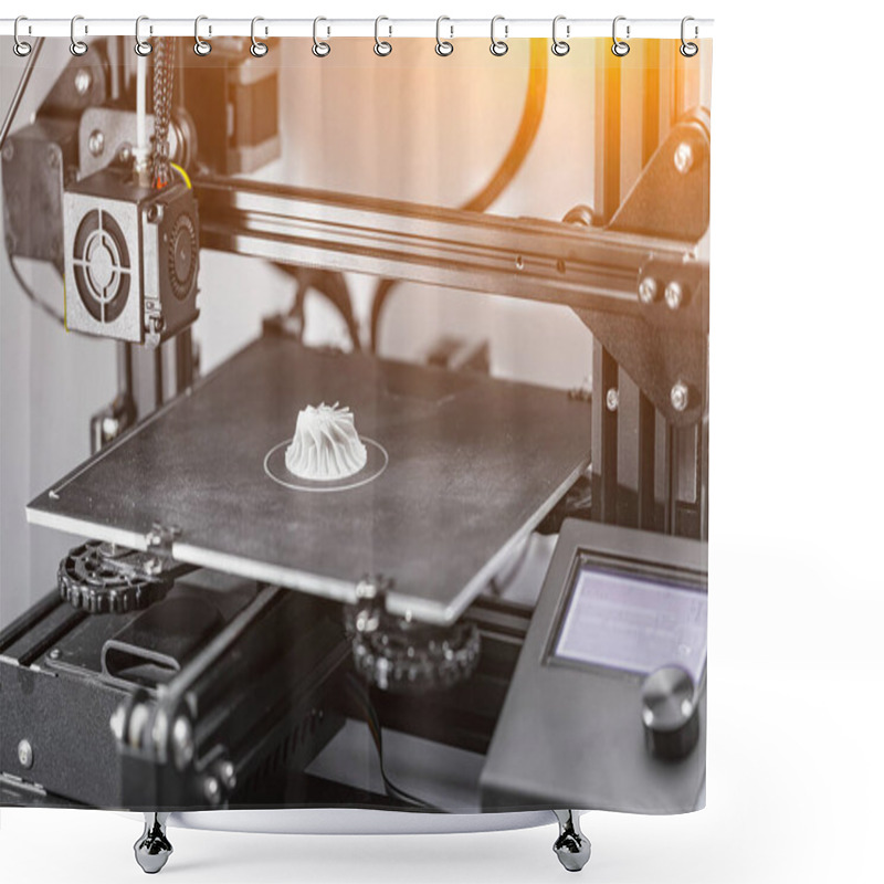 Personality  Modern 3D Printer Printing Plastic Parts, 3D Printed Turbine Shower Curtains