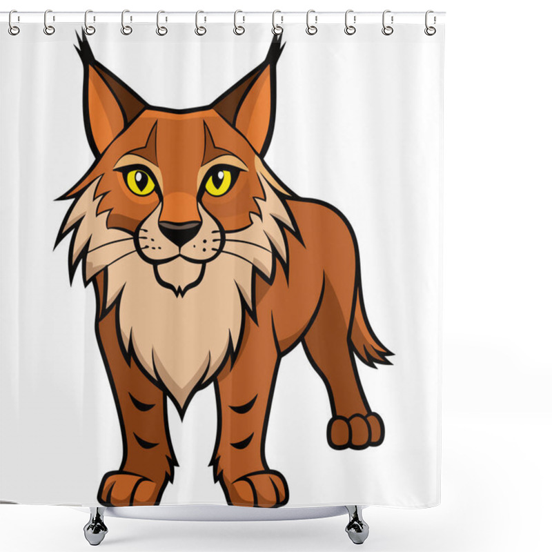 Personality  Lynx Vector Illustration, Cartoon Clipart Character, Animal In Flat Style. Shower Curtains