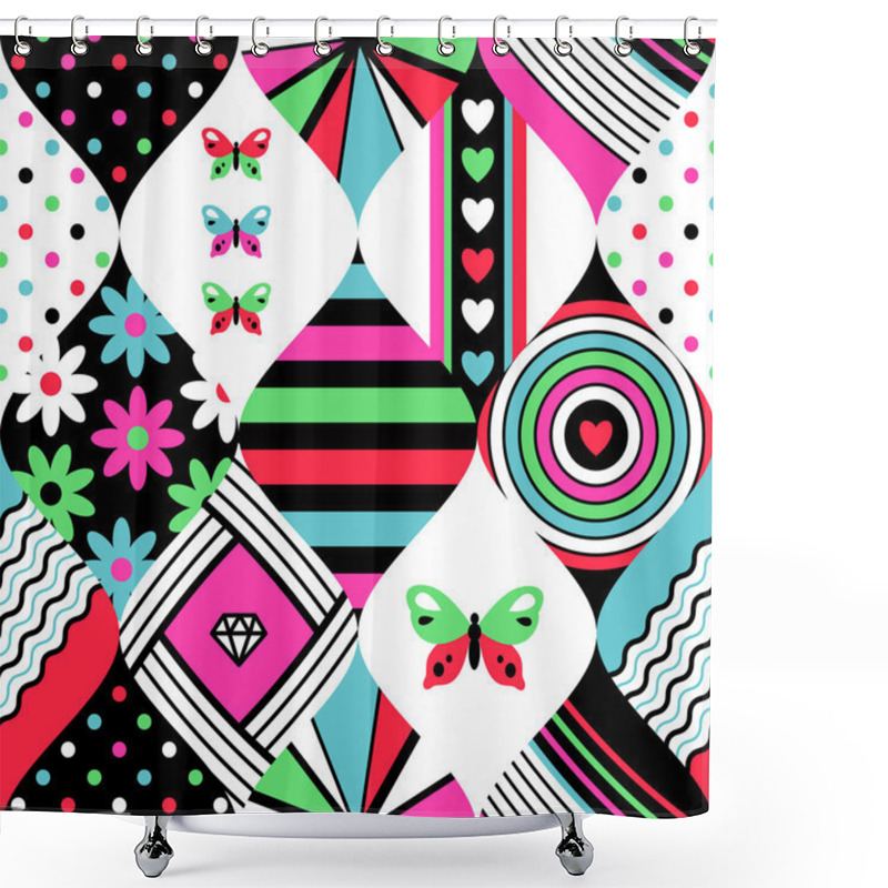 Personality  Abstract Patchwork Pattern Shower Curtains