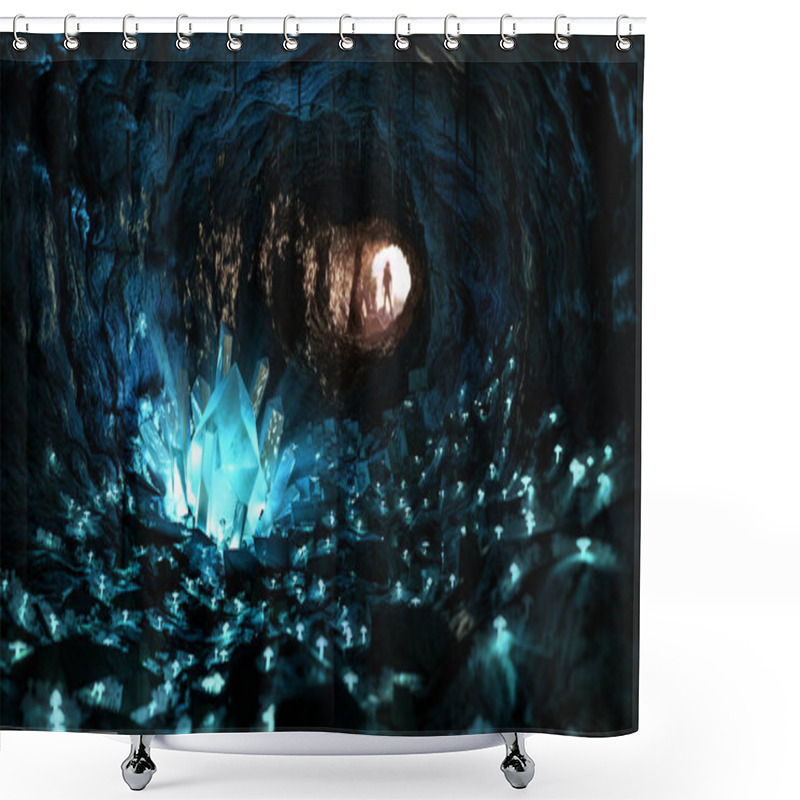 Personality  Mysterious Blue Crystal Cave, Stimulating Adventure Concept Shower Curtains