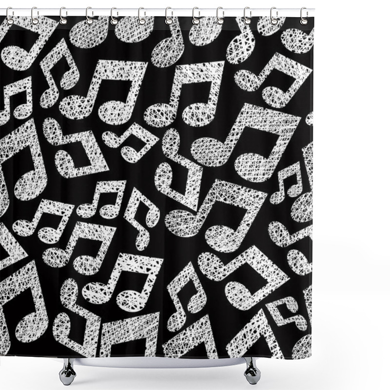 Personality  Music Notes Seamless Pattern, Musical Theme Repeating Vector Bac Shower Curtains