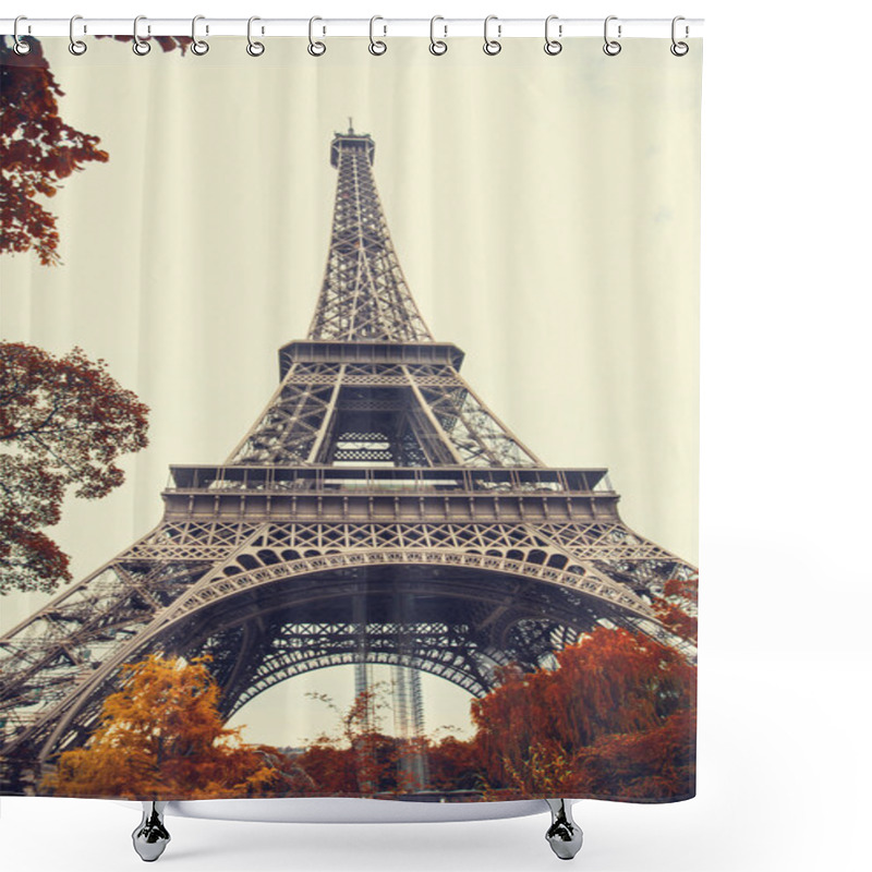 Personality  Paris. Gorgeous Wide Angle View Of Eiffel Tower In Autumn Season Shower Curtains