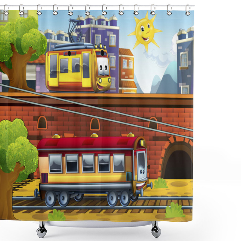 Personality  Cartoon Railway Scene Shower Curtains